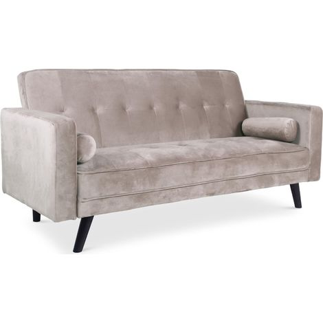 Canapé convertible clic-clac scandinave Slow Velours Taupe (1/5)