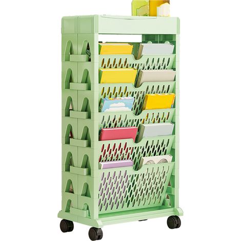 Bücherregal, Aufbewahrungsregal, kleines Bücherregal, geräumiges Bücherregal, leicht zugänglich, für Wohn- und Schlafzimmer, zweireihig, 5 Ebenen, grün (1/5)