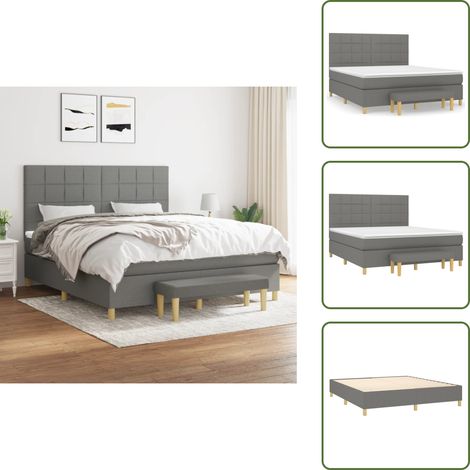 Boxspringbett mit Matratze Dunkelgrau 160x200 cm Stoff - Boxspringbett - Doppelbett - Bett Mit Matratze - Bettauflage - Schlafsystem (1/5)