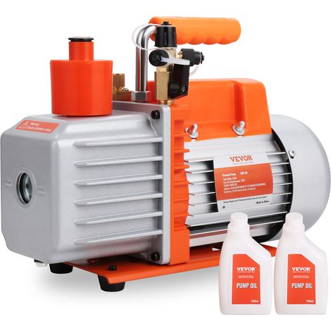 VEVOR Pompa per Vuoto Rotativa a Palette 370 W Pompa per Vuoto per Aria Condizionata a 2 Stadi, 198,21 L/min 10,1 kg per Riparazione HVAC, Manutenzione della Refrigerazione, Degasaggio della Resina