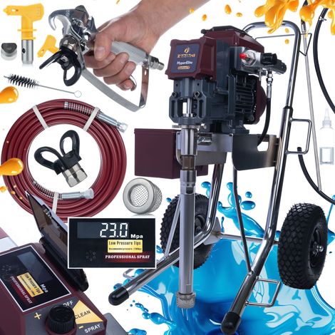 Zenthril Cyclone V Farbspritzgerät – 2500 W, 25 MPa, 3,5 l/min, 0,031" Düse BrushlessMotor, LCD, HyperControl Für Wand-, Decken- & Metalllackierung Airlessgerät
