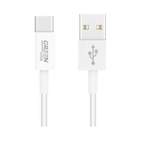 Câble USB-A vers USB-C GREEN LYCA, 2 m, charge rapide 3 A - Blanc (1/2)