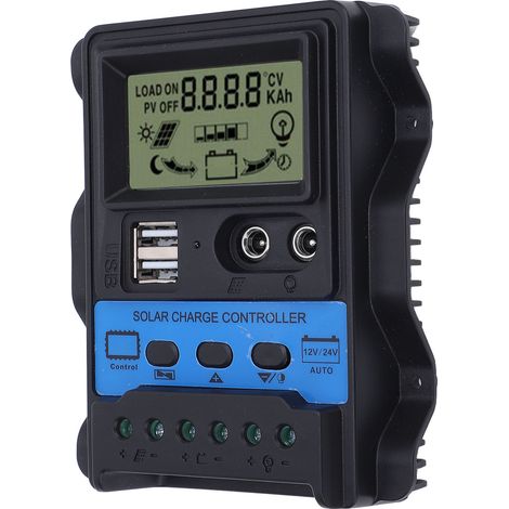 Contrôleur charge solaire PWM 12V 24V écran LCD double USB – Performance stable téléphone tablette 60A, énergie (1/5)