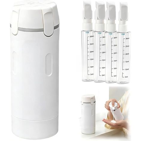 4-in-1 Nachfüllbare Reise-Toilettenartikel-Spenderflasche, auslaufsicherer Organizer für Shampoo und Lotion (Weiß) (1/5)