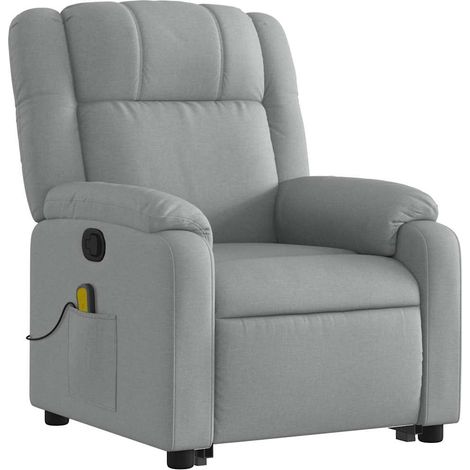 Poltrona relax TV funzione massaggio reclinabile sollevamento elettrico in tessuto grigio chiaro DEC026909