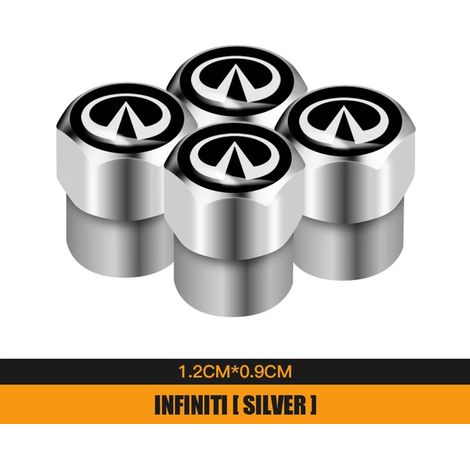 (B Argent) 4 bouchons de valve de roue en métal pour voiture, style automobile, compatibles avec Q50 Q30 G37 Q70 FX35 QX70 G35 Q60 JX35 G25 QX50 (1/5)