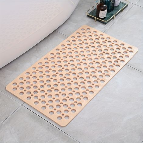 Tapis de douche antidérapant, lot de 1 Évacuation rapide, design antidérapant double-face et base à ventouse - Motif géométrique, lavable en machine, idéal pour salle de bain, sanitaires d'hôtel (1/5)