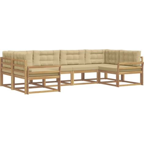 Outdoor Sofa Set 6 pcs White and Beige vidaXL (1/5)