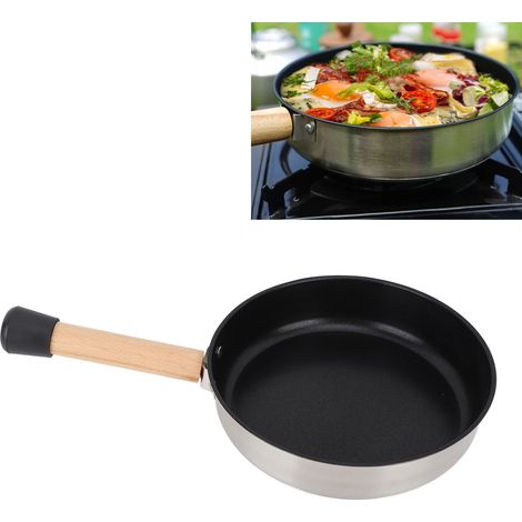 Poêle antiadhésive en acier inoxydable 304, compatible avec les plaques à induction et les cuisinières à gaz, portable pour la cuisine en extérieur. (1/5)
