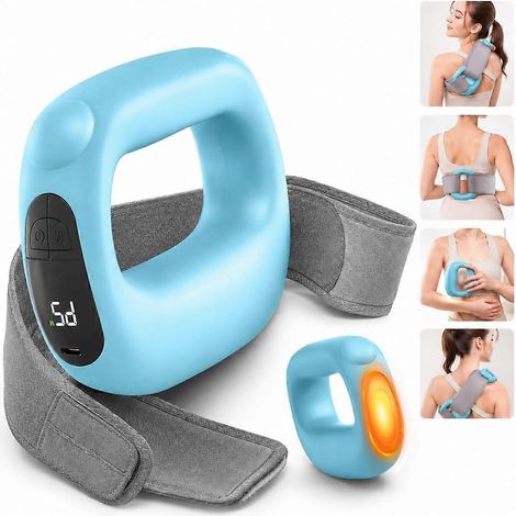 Pistolet de massage par chaleur masseur à percussion tissus profonds vitesse et intensité réglables récupération musculaire soulagement douleurs bleu (1/5)