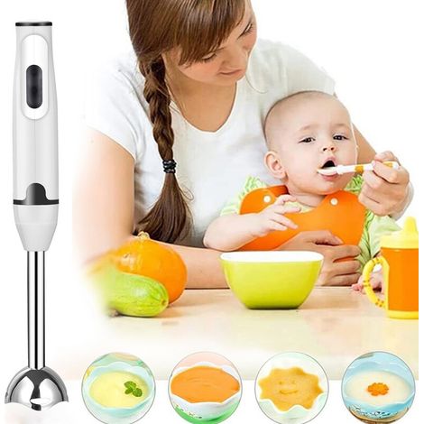 Ortviai – Mixeur plongeant 400 W – pied inox, corps ABS, plusieurs vitesses, 38 cm – compatible soupes, smoothies, sauces, purées et petits pots maison (1/5)
