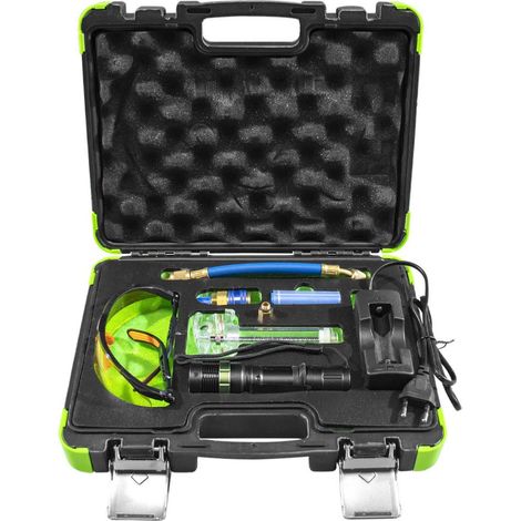 JBM – Kit de détection de fuite UV pour climatisation – Fluide fluorescent neutre – Lampe UV et accessoires inclus – Compatible avec systèmes de réfrigération