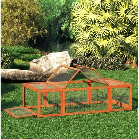 Parque para conejos de madera naranja con techo abatible, 180 x 90 x 48 cm HAVRYA (1/5)
