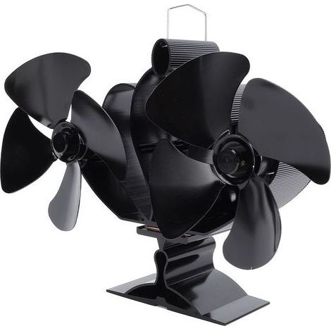 Ventilateur pour poêle à bois 8 pales en alliage d'aluminium, silencieux et autonome par chaleur, avec thermomètre magnétique (1/5)