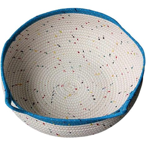 Niche pour chat, petite niche ronde en corde de coton pour petits animaux, petite maison, niche facile à nettoyer pour chien et chat, coloris bleu été (1/5)