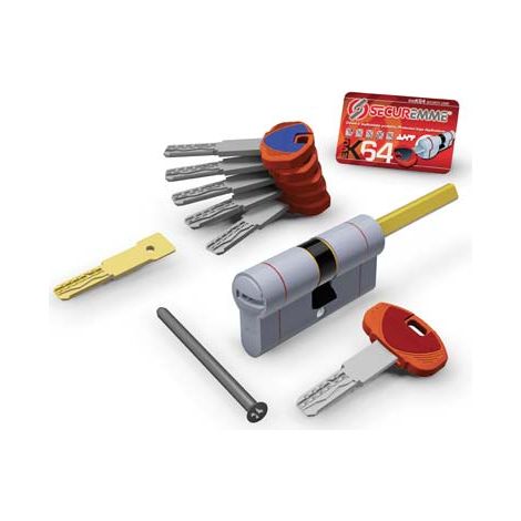 CILINDRO SAGOM EVO K64 36Q HAND POMOLO SECUREMME  OTT.NICH.SATIN CHIAVI 5 MM 60 31+31