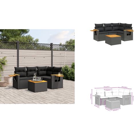 Salon de jardin 5 pcs avec coussins noir résine tressée - Ensemble Salon De Jardin - Canapé Extérieur - Meuble De Jardin - Rotin Synthétique - Résine Tressée (1/3)