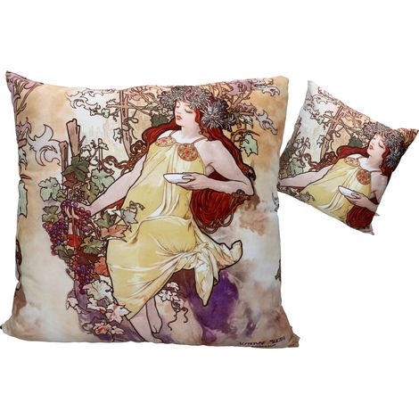 Cuscino imbottito Alphons Mucha, federa autunnale con cerniera decorativa (1/3)