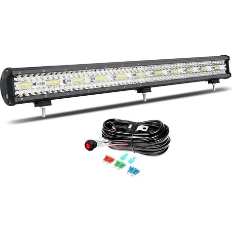 Barre LED 79cm 660W Rampe LED 12V Câblage Feu Antibrouillard Lampe pour Voiture Camion Tracteur Quad Bateau Véhicule 6000K Blanc (1/5)