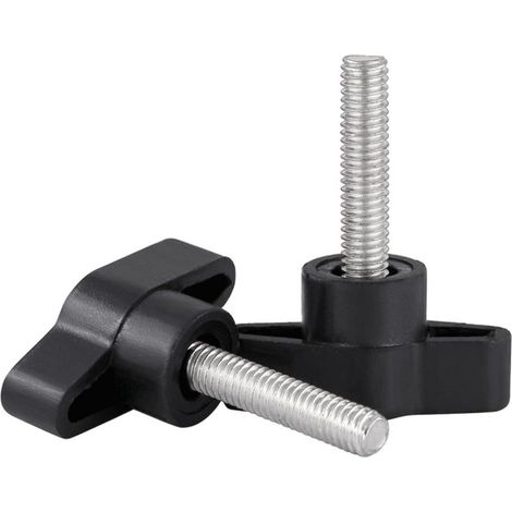 Vis Papillon à Oreilles, Mancheron Blocage Brancard, M6 x 20, Lot de 2 Noire (1/5)
