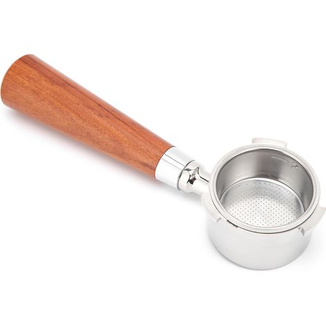 Kaffeefilterhalter aus Edelstahl (schaumfrei), Ersatzfilter, 51 mm, Rosenholz (1/5)