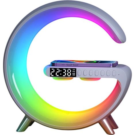 Lampe d'ambiance à LED avec chargeur sans fil, lampe audio Bluetooth intelligente multifonctionnelle (1/5)