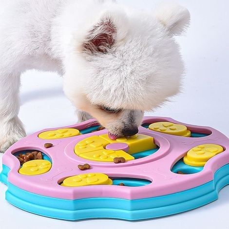 Jouet educatif pour Chien, Jeu Intelligence Chien Jouet Interactif, Mangeoire pour Chien, Jouet de Chien de Bol de mangeoire Lente pour améliore Le QI(rose) (1/4)