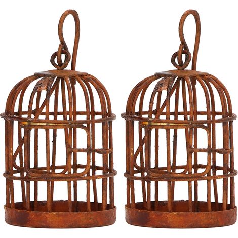 2 pièces Cage à Oiseaux en Fer Vieilli Miniature 1:12 pour Maison de Poupée, Accessoire Décoratif Métallique (1/5)