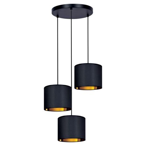 Suspension AURO abat-jour noir/or 3xE27 Kaja K-4326