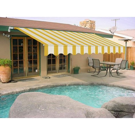 TENDA SOLE AVVOLGIBILE BALCONE BARRA QUADRA 3x2 RIGATA GIALLO BIANCO BRACCI 1802