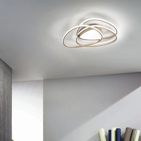 Plafoniera Led ROSE dimmerabile in metallo verniciato Oro D76 cm (1/3)