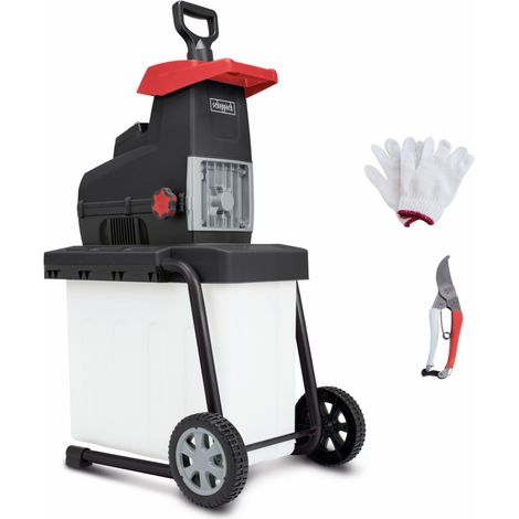 Scheppach Broyeur de végétaux électrique GS60 – Broyeur de jardin 2 en 1 – 2800 W – Broyeur et collecteur silencieux – Epaisseur de coupe 45 mm – Bac de ramassage 60 L