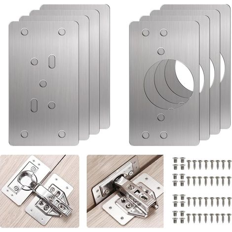 Reparaturset für Möbelscharniere (8-teilig), inklusive Edelstahlplatten für Türen, Schubladen und Fenster. (1/5)