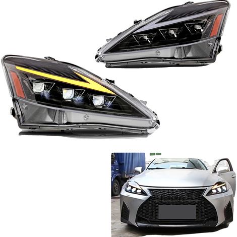 Ensemble de phares, matériau PC et ABS, tension de 12 V, compatibilité avec IS250 IS350 ISF II (2006-2013), clignotant séquentiel, certification ISO9000 (1/5)