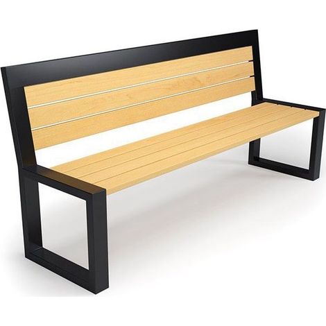 Banc ABALIA noir-chêne clair 196 cm (1/4)