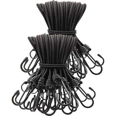 Spanngummis mit Haken 100 Stück, 20cm, dehnbar, schwarz (1/5)