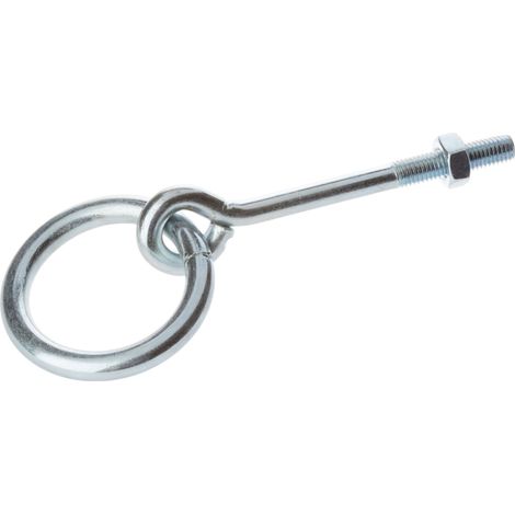 Anneau écurie écrou acier zingue D 10 mm x 50 mm L 100 mm
