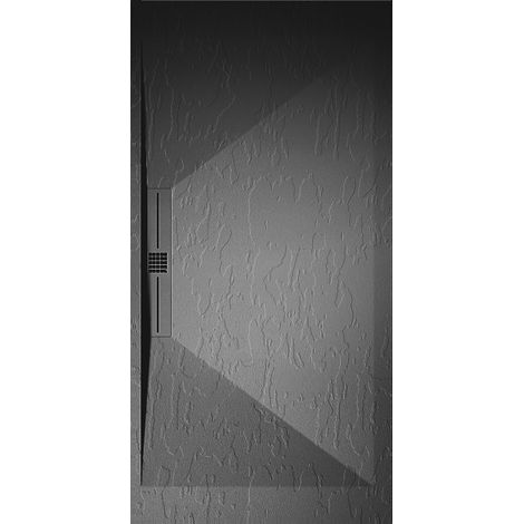 Mineralguss-Duschwanne extra flach EDIS Schieferoptik ANTHRAZIT 70x70 cm (1/5)