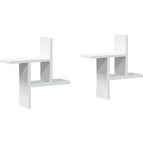 Maison Exclusive - Wandregale 2 Stk. Weiß 38x12x38 cm Holzwerksto (1/5)