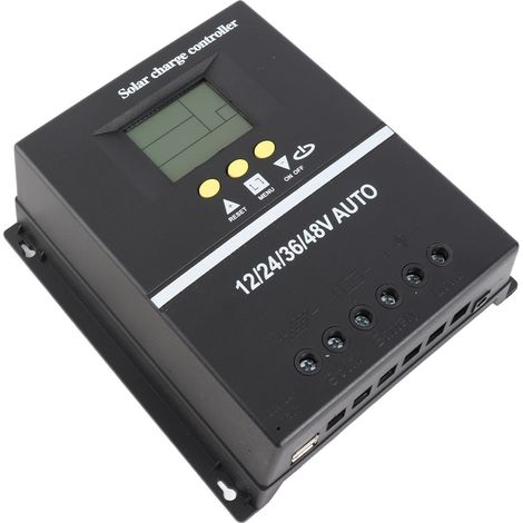 Régulateur de charge solaire MPPT 80A 12V 24V 36V 48V écran LCD pour panneau solaire et batterie avec 2 ports USB de recharge (1/5)