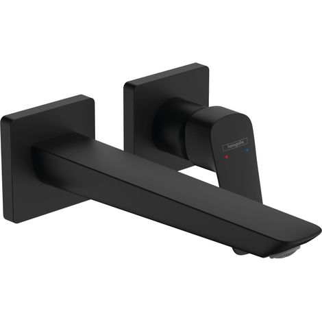Mitigeur de lavabo avec garniture de vidage, Robinet de salle de bain avec hauteur sous bec 70 mm, économie d'eau, Noir mat (1/5)