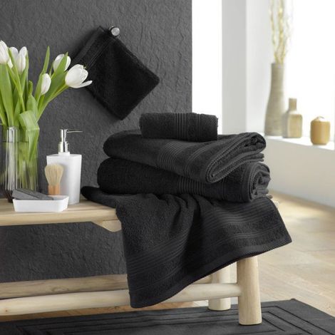 Serviette ou drap de douche 70 x 130 cm Tendresse noir (1/4)