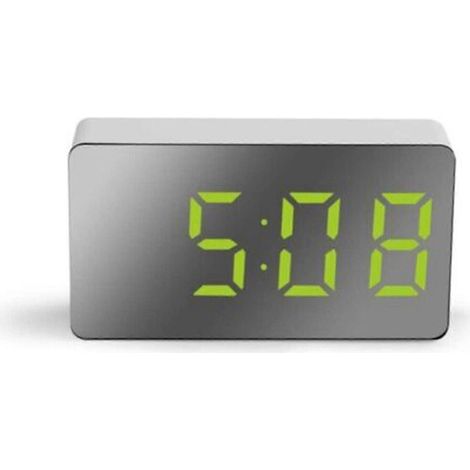 Réveil LED, réveil numérique, calendrier, fonction snooze - Vert