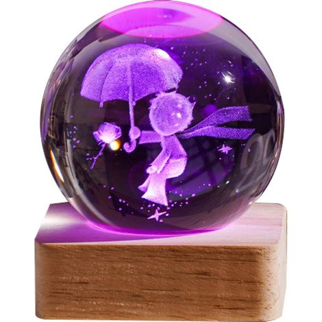 Veilleuse boule de cristal galaxie 3D, cadeau d'anniversaire créatif, base en bois USB, pour salon ou chambre - Paragraphe 9 (1/4)