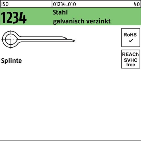 Splinte ISO 1234 1x 18 Stahl galv.verz. 1000 Stück