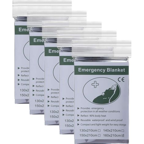 Couverture de Survie Thermique 160x210 cm Réfléchissante pour Urgence