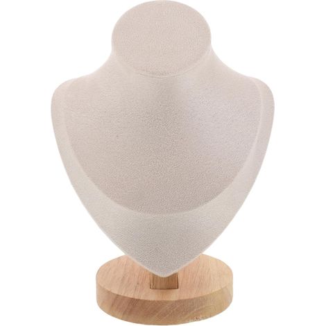 Présentoir à Bijoux en Bois Buste pour Colliers et Boucles D’Oreilles, Beige, Petit 19 Cm, Organisateur de Bijoux pour Vente à Domicile et Exposition Professionnelle, Usage (1/5)