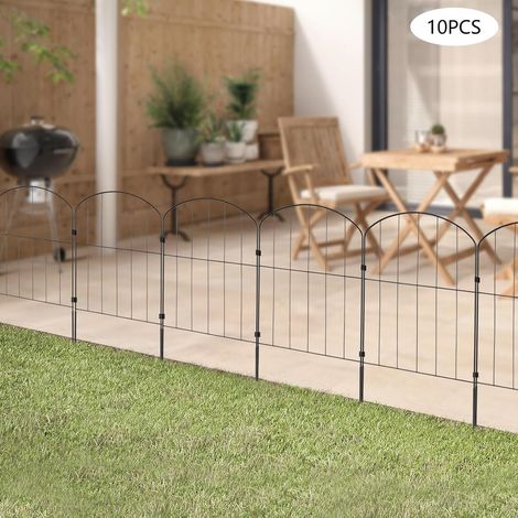 Dekorativer Gartenzaun aus Metall,10Pcs 60cm H x 33cm B,Hundezaun Tier Barriere Landschaft Fechten,Steckzaun ohne Graben Fechten Grenze für Hof Terrasse Blumenbeet (Bogen) (1/5)