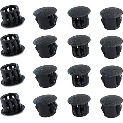 Bouchons ronds en plastique (noirs, 8mm), 20 pièces, couvercles de trous de meubles, couvercles de trous en plastique, bouchons de perçage pour serrures de trous de meubles (1/4)