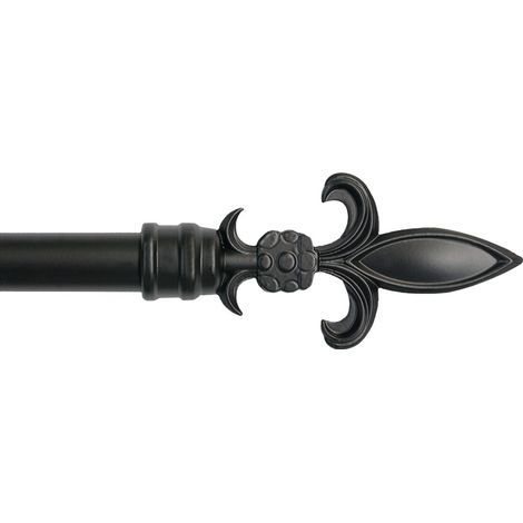 Tringle à Rideau en Fer Vente aux Enchères de Rideaux Anneaux Extensibles 120-210 cm Lance - Noir